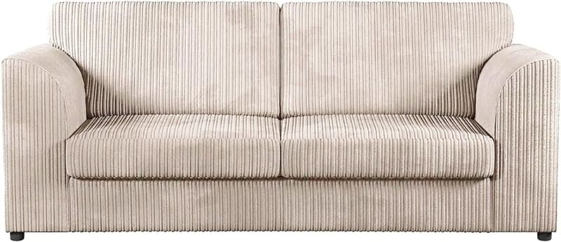 Jumbo Cord (High Back) 3 Seater Sofa Cream