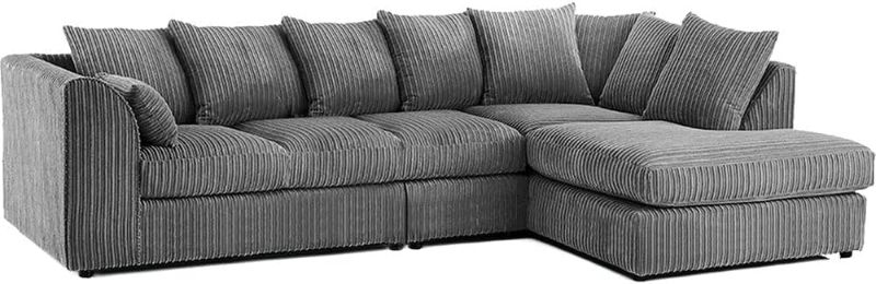 Right Hand Chaise Lounge | Scatter Back Cushions | Deep Foam Seats for Living Room (Grey, Right Hand Corner)