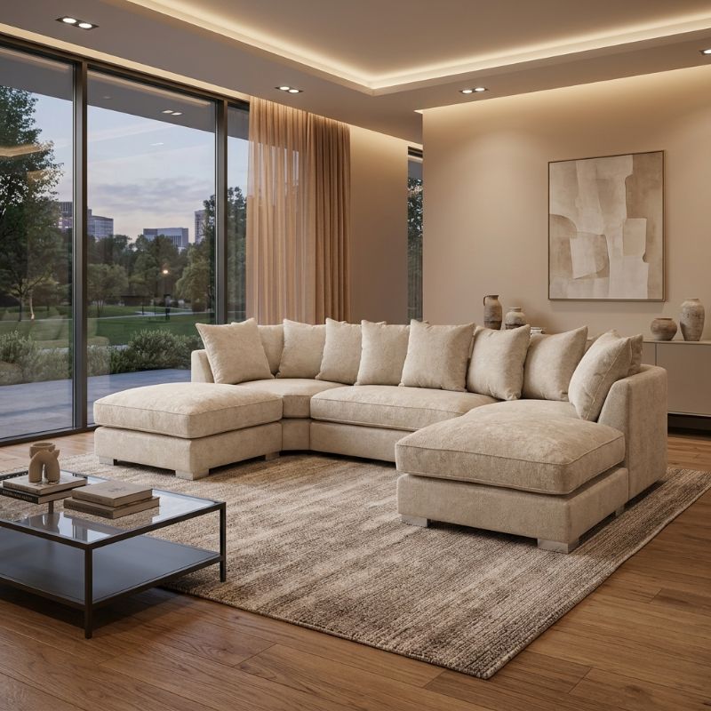 Bishop Alaska Beige U Shape Sofa – Large Beige Corner Sofa UK