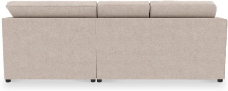 Luxury Beige 3–4 Seater Corner Sofa – L Shape Chenille Sofa with Quilted Arms | UK