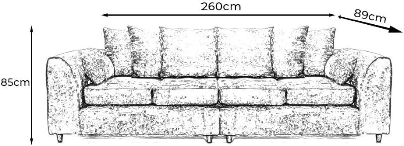 Grey Chenille 4 Seater Sofa – Large Scatter Back Settee – Spacious Living Room Couch (Dark Grey)