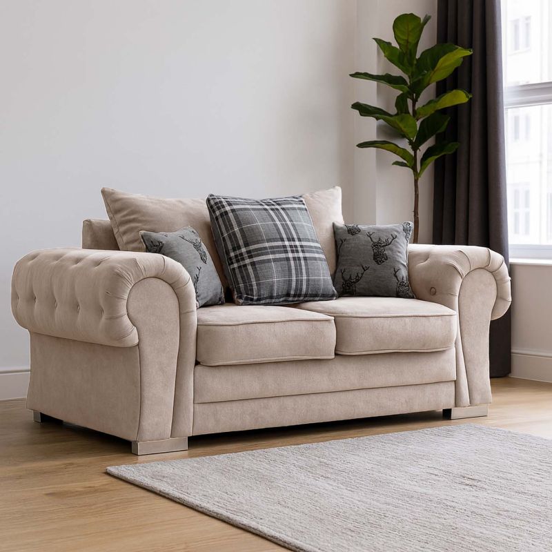 Milan 2 Seater Fabric Sofa Scatter back