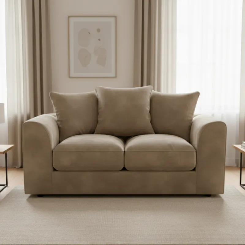 2 Seater Velvet Sofa (Beige)