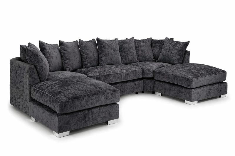 Bishop Alaska Coal U Shape Sofa – Large Full Back Corner Sofa | Bespoke & Made to Order