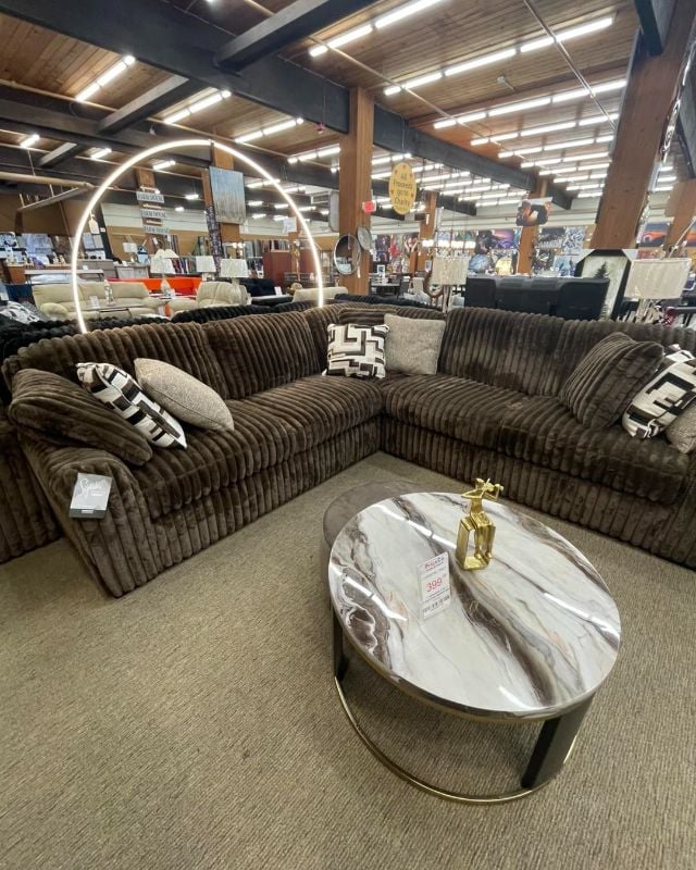 stupendous sectional 2c2 Brown  Corner sofa with Footstool