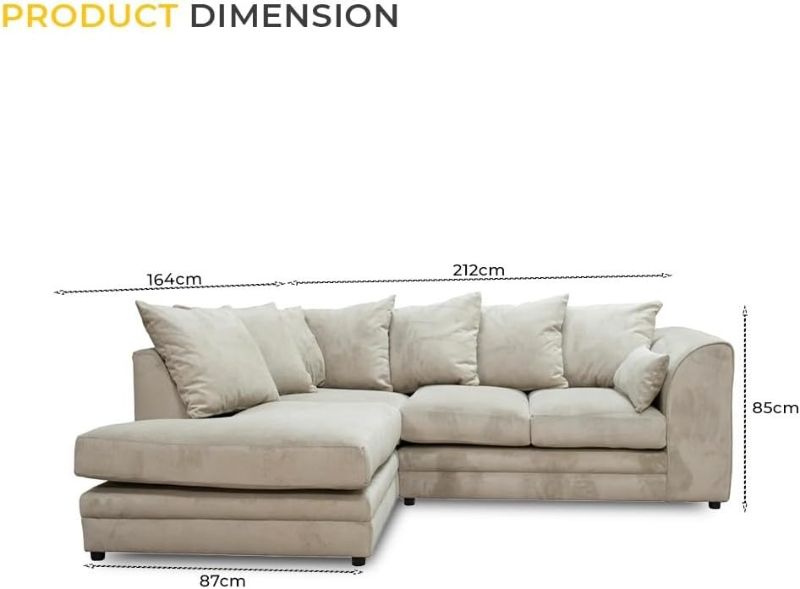 Cream Plush Velvet Corner Sofa Set – Modern L Shape Sofa | Left & Right Hand UK