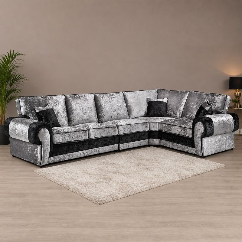 Verona 3C2 Corner Sofa – Crush Velvet Upholstery