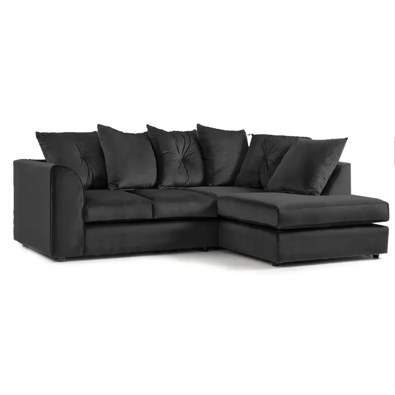 Soft Plush Velvet 3–4 Seater L-Shaped Corner Sofa – Right Hand Facing Scatter Back