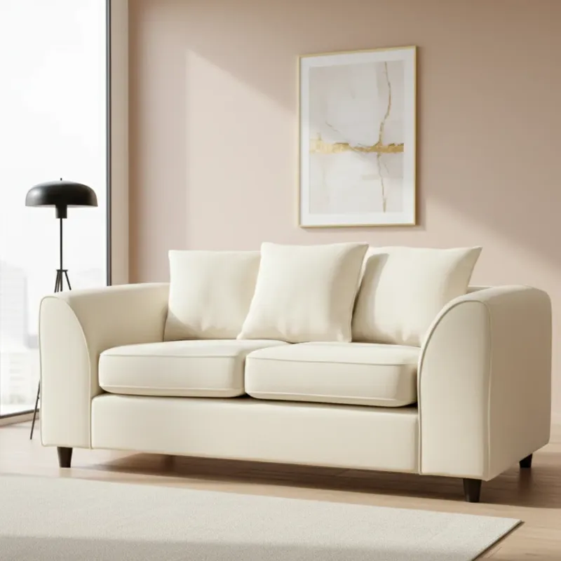2 Seater Scatter Back plush velvet (Cream)