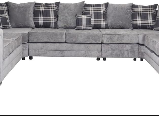 Verona U-Shape Corner Sofa – Dark Grey Suede | Large 9 Seater Sectional Suite Couch