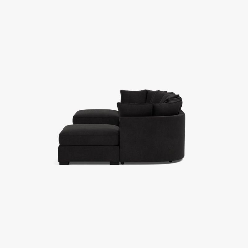 Bishop U Shape Scatter Back Sofa – Black | Large 5 Seater Corner Sofa UK