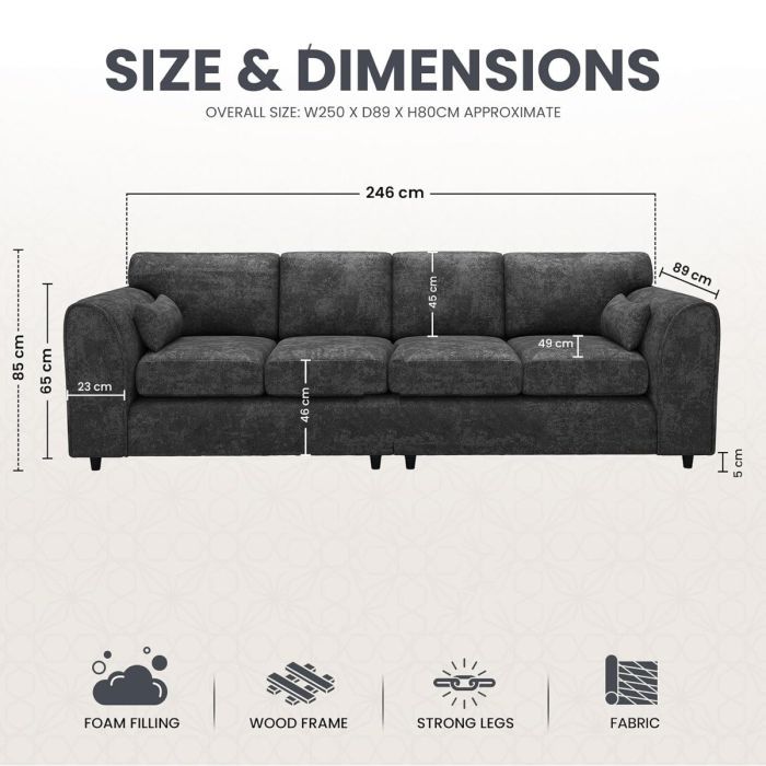 4 Seater Fullback Sofa - Beige