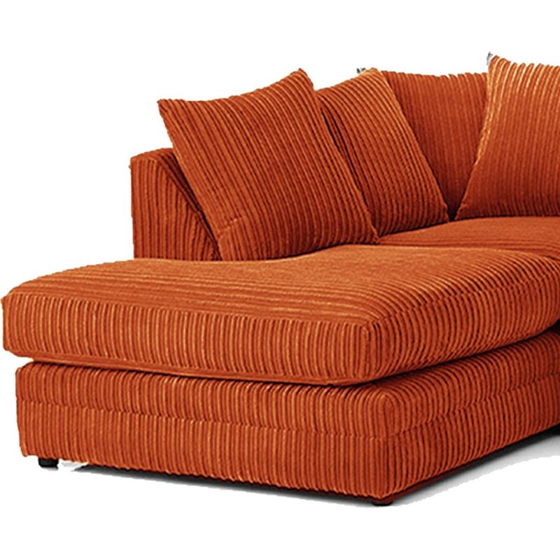 L Shape Jumbo Cord 4 Seater Orange Corner Sofa - Left Side