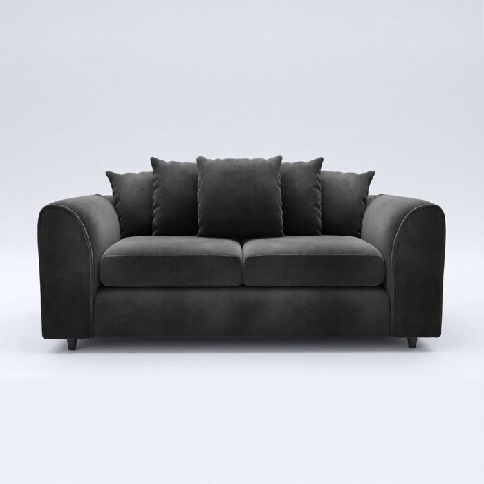 DELANO Plush Velvet 3 Seater Scatterback Sofa - Black