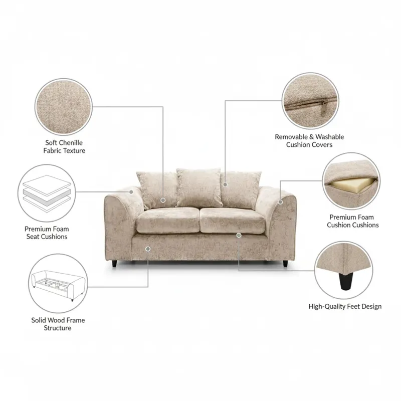 2 Seater Scatter Back Alaska (Beige)