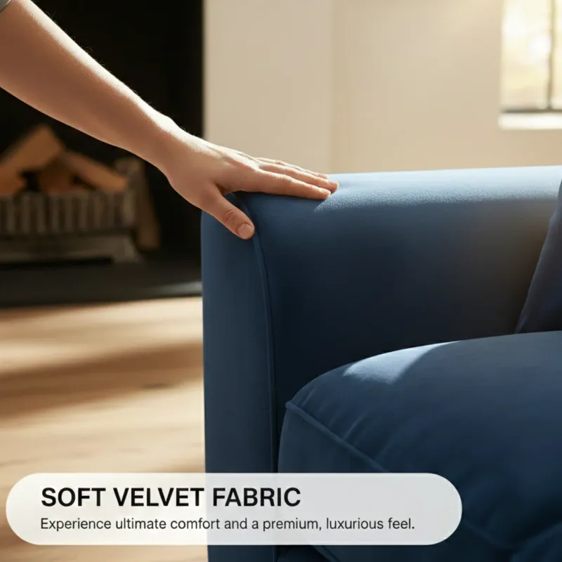2 Seater Velvet Sofa (Blue)