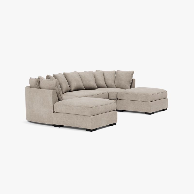 Luxe Bishop U Shape Corner Sofa – Black Chenille | Large Scatter Back Sofa UK