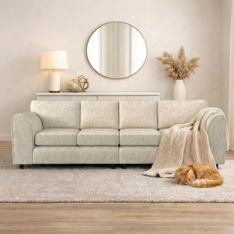Alaska Fabric Straight 4 Seater Sofa for Modern Living Rooms