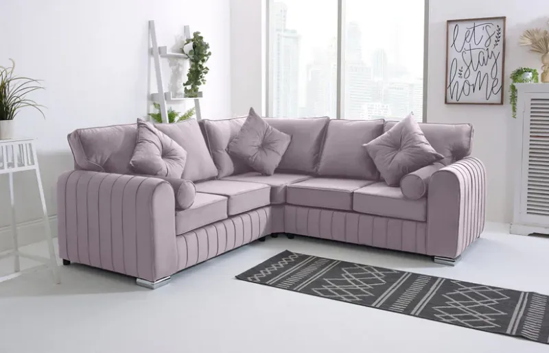 Lilly Modern Pink 2C2 Corner Sofa – Soft High Back Style