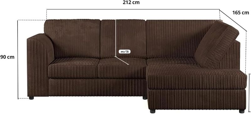 Dylan Jumbo cord Full Back Corner sofa  (Brown, Right Hand Corner)