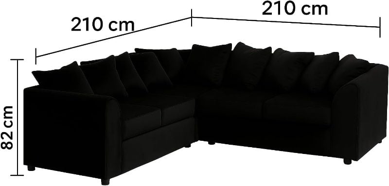 Plush Velvet 2C2 Corner Sofa – 5 Seater High Back Sectional with Footstool | UK