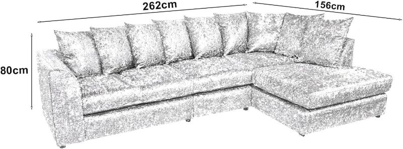 Right Hand Sectional Settee for Living Room Lounge Indoor (Silver, Right hand XL Corner)