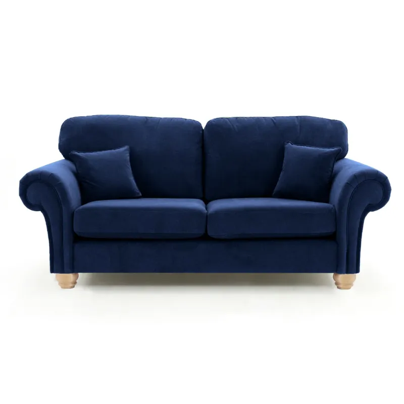 Ashwin Blue plush Velvet High Back Sofa