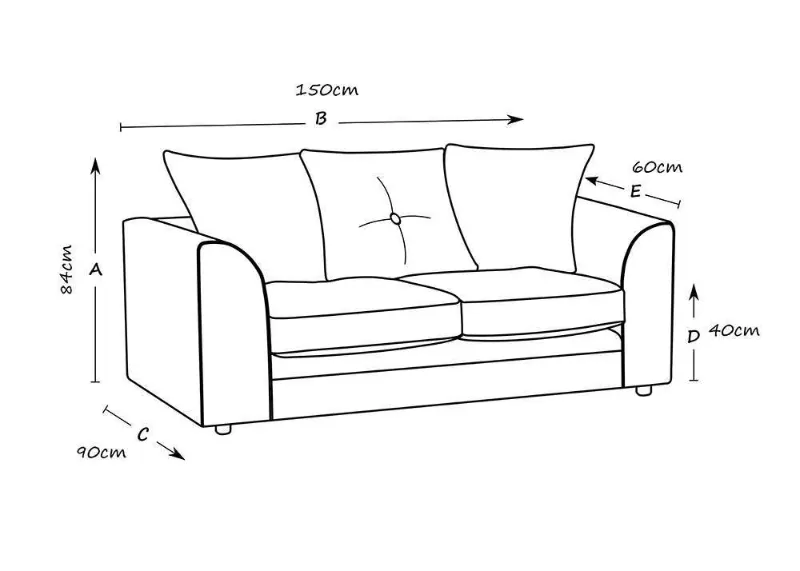 Modern Plush Velvet 2 Seater Sofa (Black)