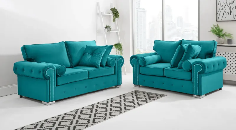 Ashwin 3+2 seater Full Back New Turquoise