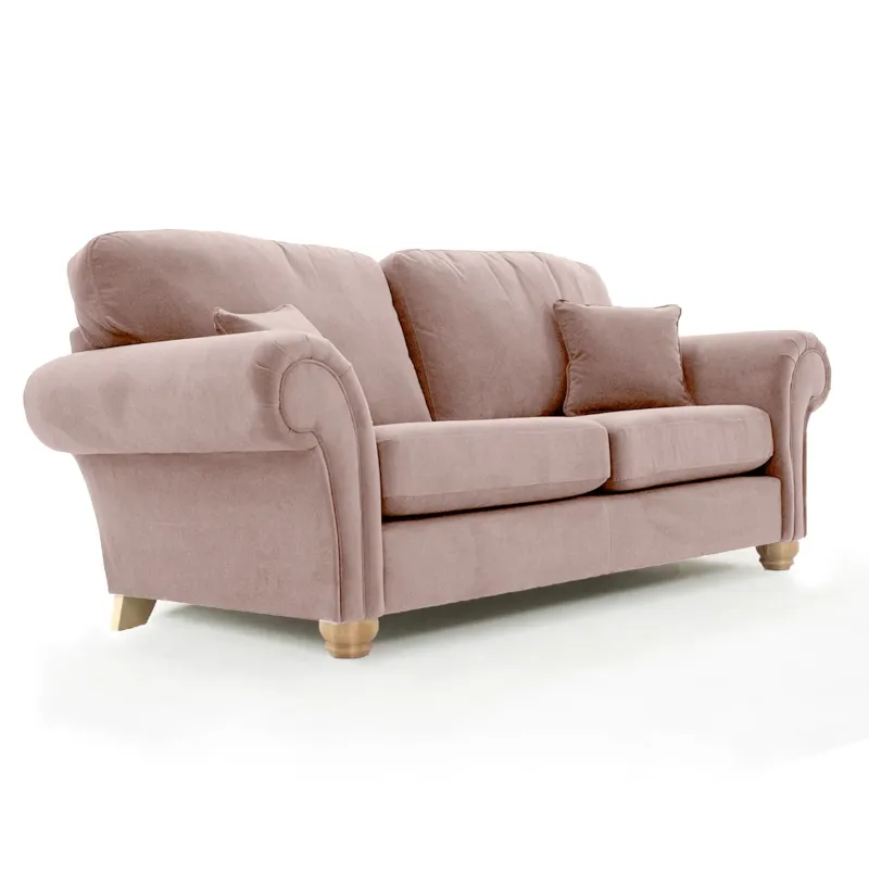 Ashwin Pink plush Velvet High Back Sofa