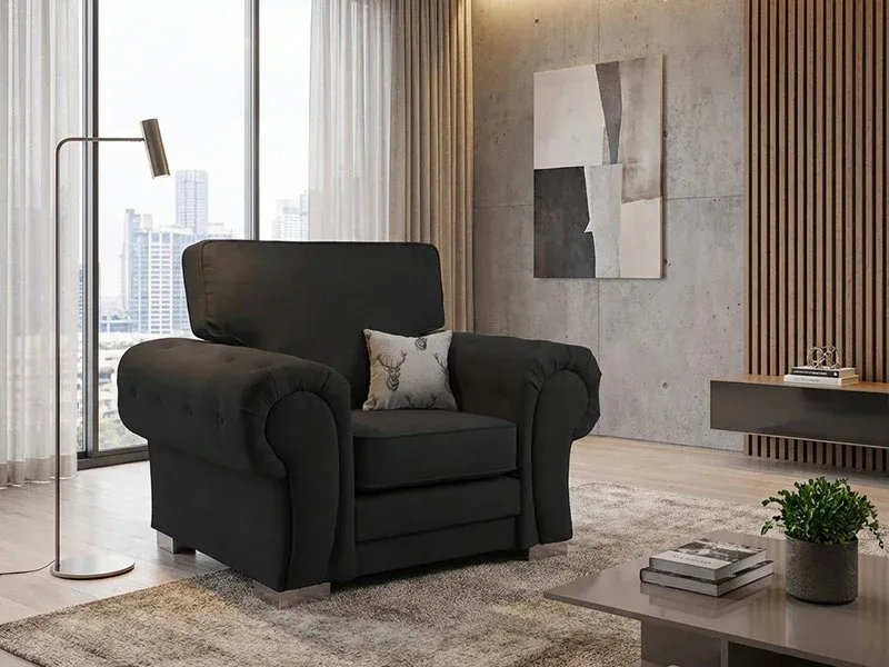 Verona Fabric ArmChair Black