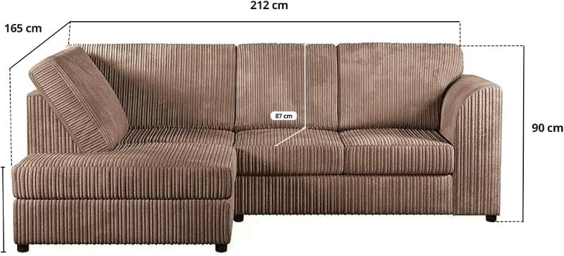 Dylan Jumbo cord Full Back Corner sofa  (Beige, Left Hand Corner)