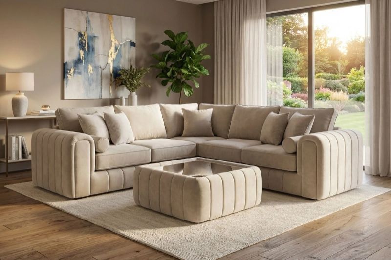 Lilly 2C2 High Back Corner Sofa Available in Multiple Colours