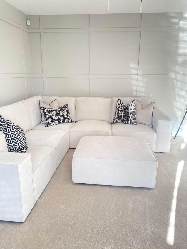Sloane 2c2 Cream Corner sofa with High Back
