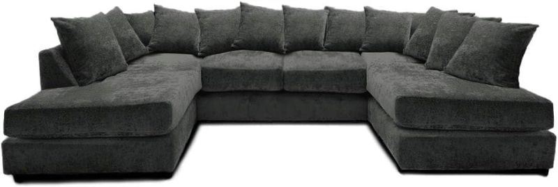 Luxury U-Shaped Chenille Sofa 6 Seater Grey Modular Corner Sofa