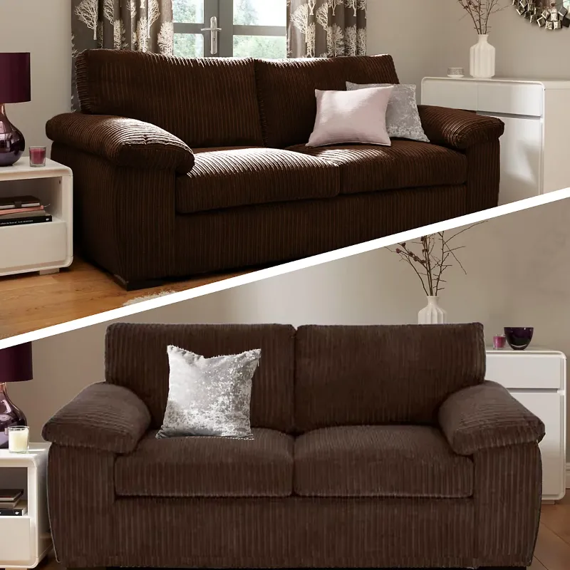Delta Jumbo Cord Fabric Sofa, 3+2 Choclatte Brown