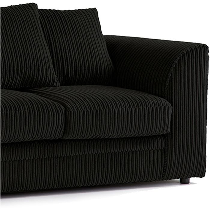 Jumbo Cord 3 Seater Scatterback Sofa - Black