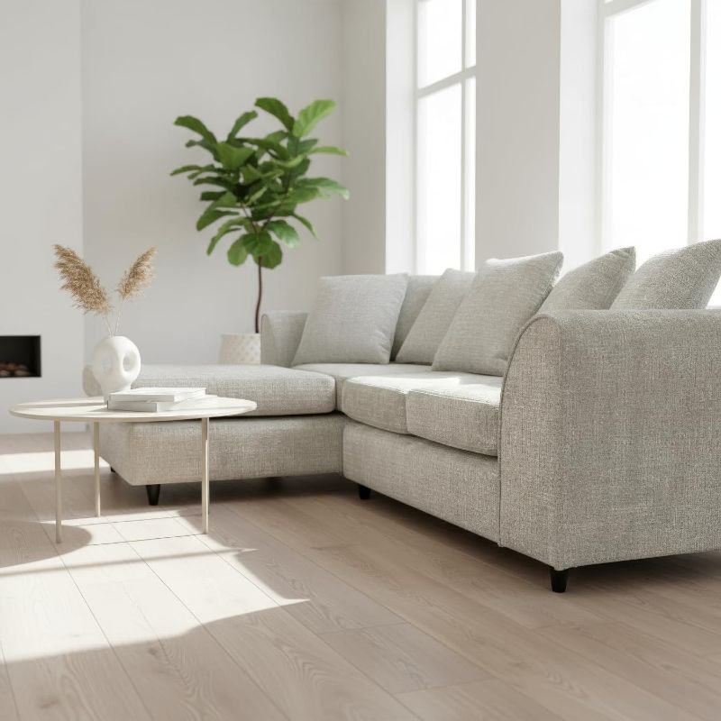 Chenille L-Shape Corner Sofa with Chaise | Modern Curved Design | Deep Seats & Extra-Wide Padded Arms