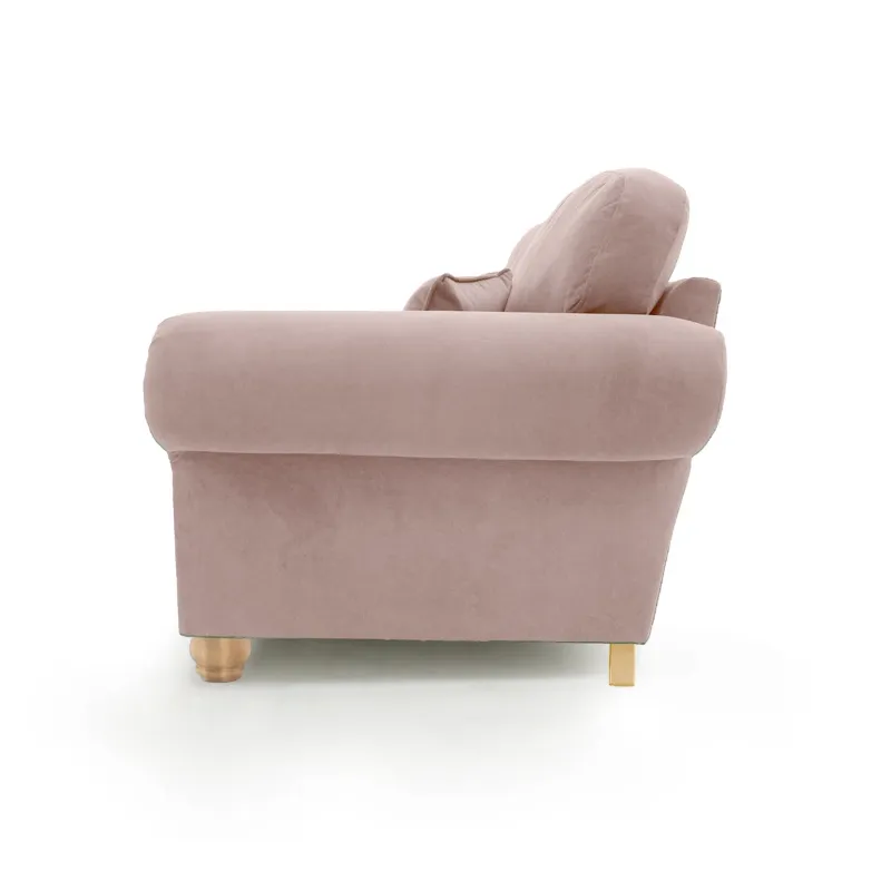 Ashwin Pink plush Velvet High Back Sofa