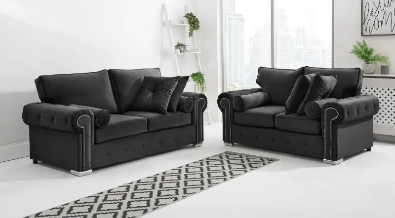 Ashwin 3+2 seater Full Back Black