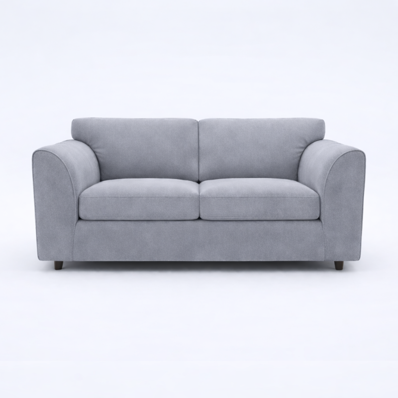 DELANO Plush Velvet 3 Seater Fullback Sofa - Light Grey
