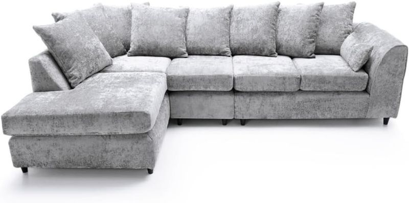Modern Modular 5 Seater Corner Sofa – L Shape Scatter Back Sofa | Grey & Beige UK