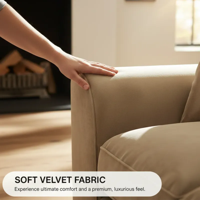 2 Seater Velvet Sofa (Beige)