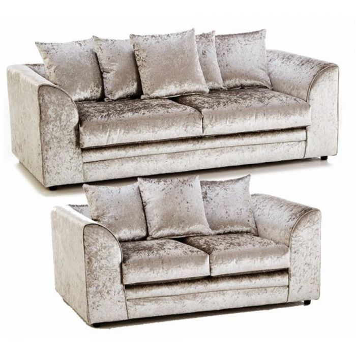 Crushed Velvet 3 Seater Scatterback Sofa - Mink