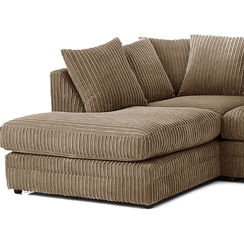 L Shape Jumbo Cord 4 Seater Coffee Corner Sofa - Right Side (Mink)
