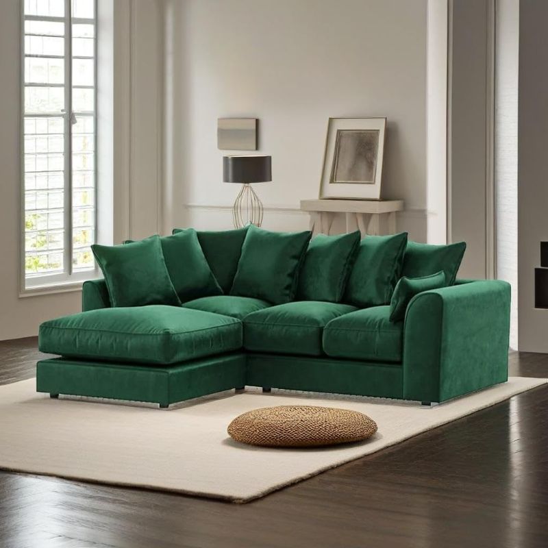 Verona L-Shape Corner Sofa 3+2 Seater – Plush Velvet Sectional Sofa | Left Hand UK