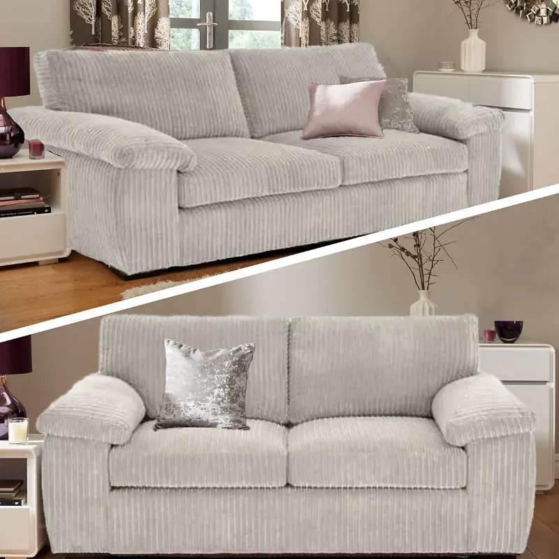 Delta Jumbo Cord Fabric Sofa, 3+2 Cream