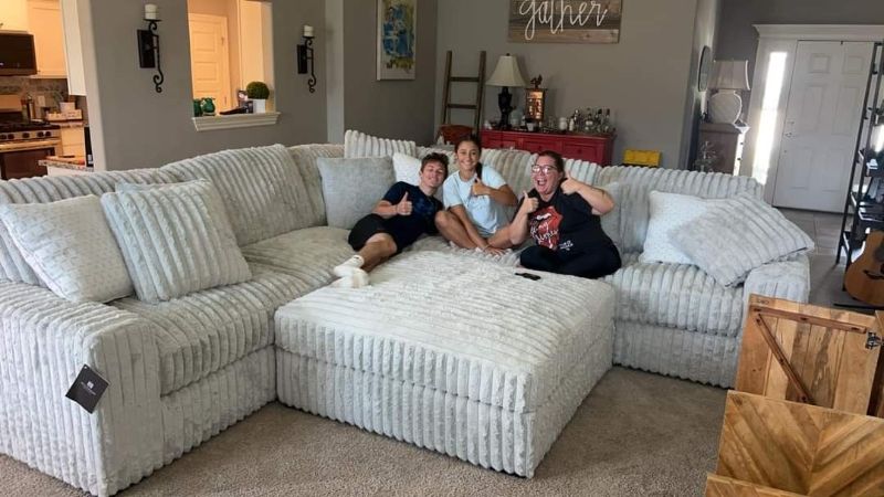 Stupeldous Sectional Sofa 2c2 High back sofa & Footstool