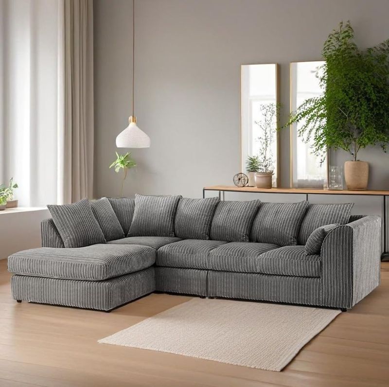 Logan 5 Seater Corner Sofa – Luxor Fabric L Shape Sofa | Left & Right Hand UK