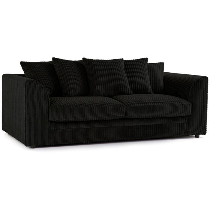 Jumbo Cord 3 Seater Scatterback Sofa - Black
